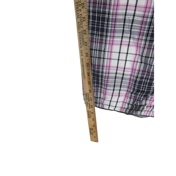 Victoria's Secret Womens Pajama Set XL Pink Plaid Button Up Sleepwear Drawstring - Picture 11 of 13